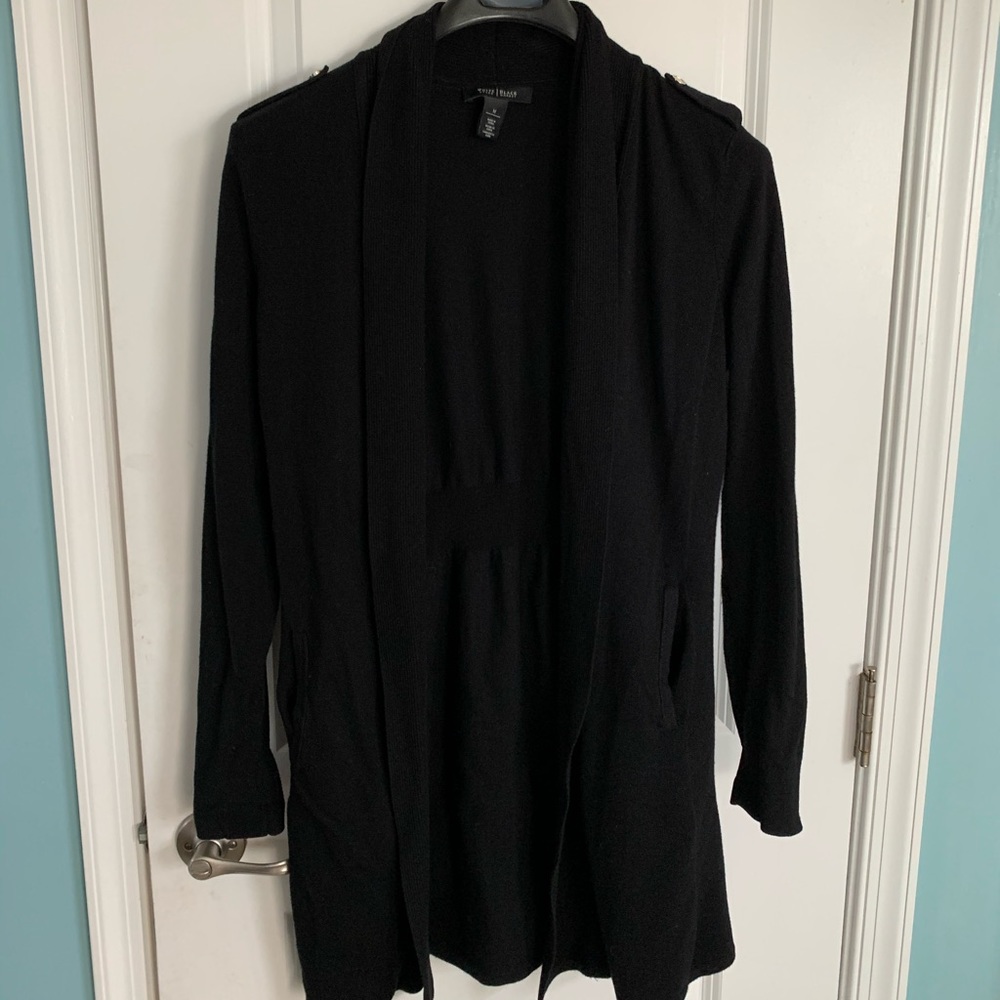 WHBM black silver accents black long cardigan